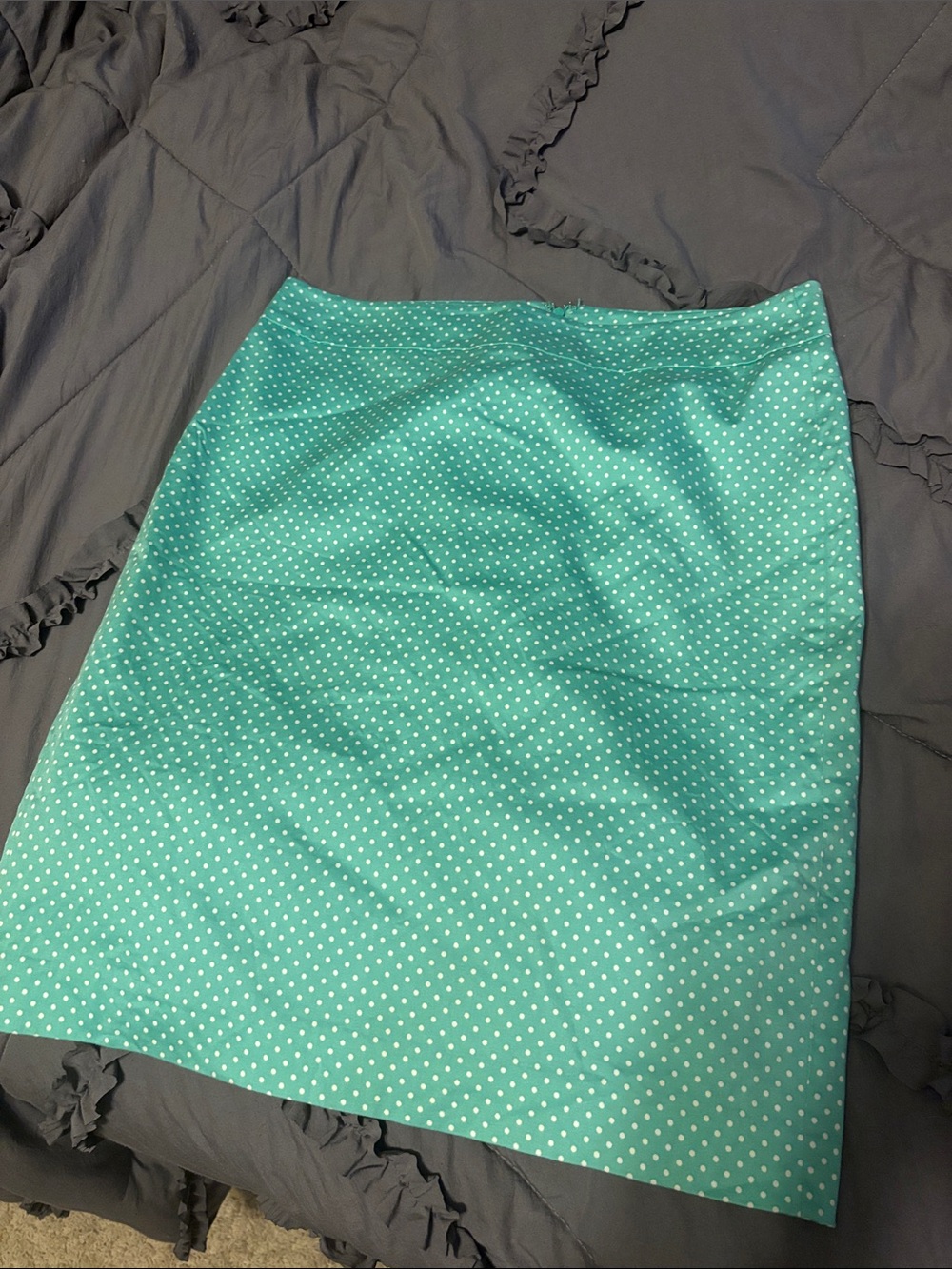 Ann Taylor Teal with White Polka Dot Pencil Skirt